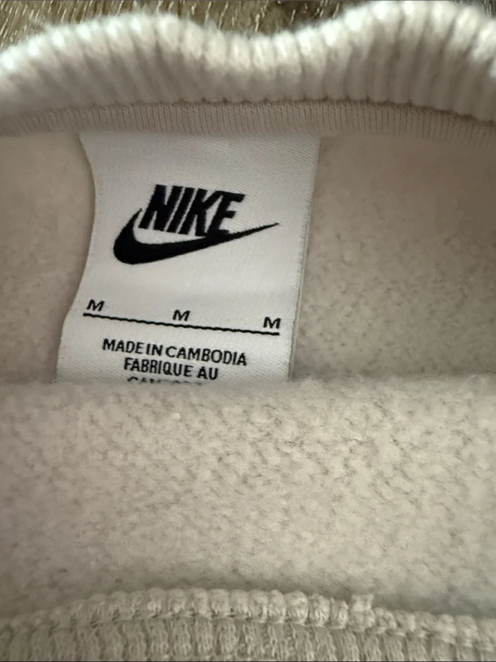 Nike Women's Cream Crew Sweatshirt with Blue and Neon Green Logo